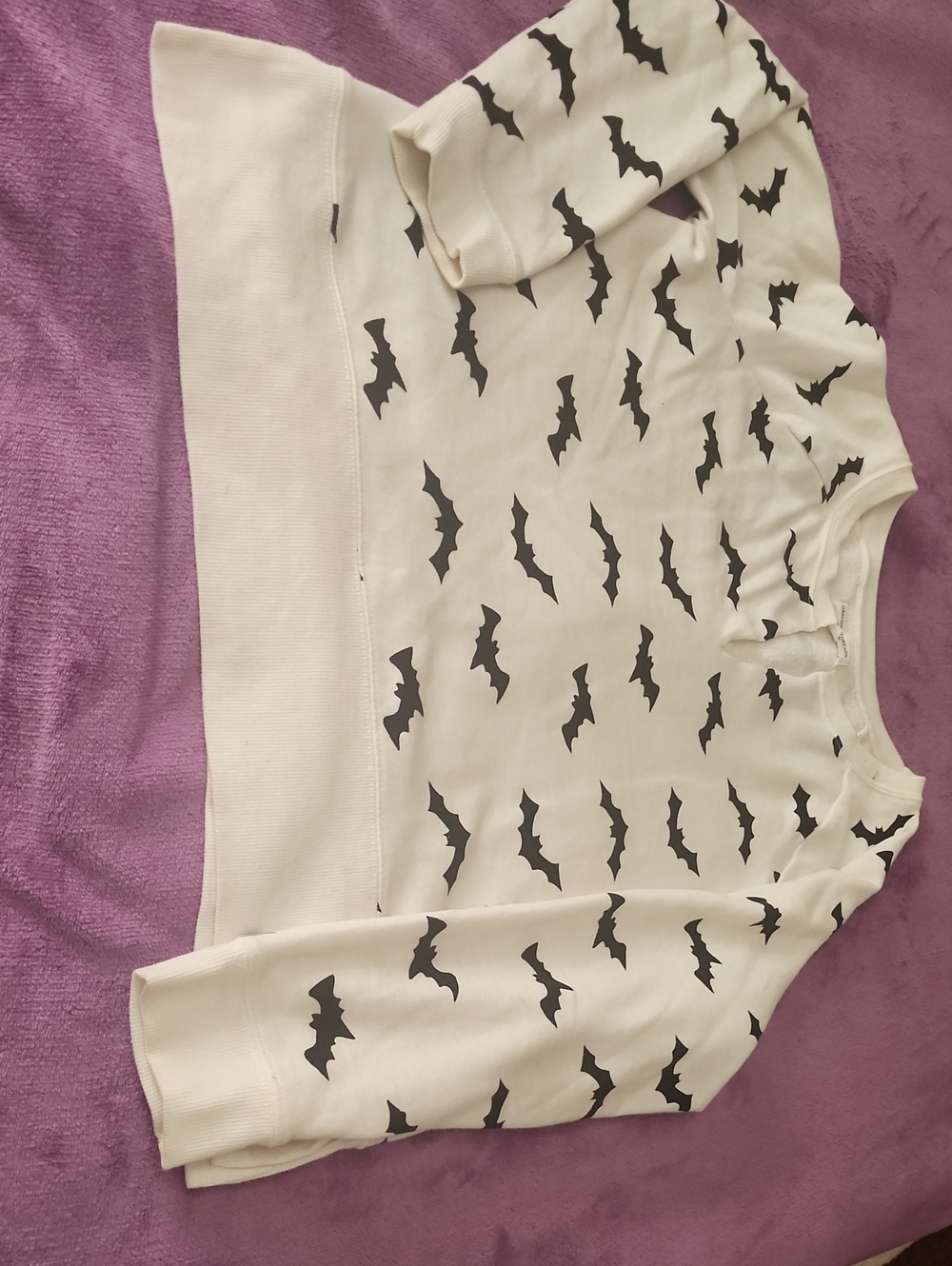 Women's Grayson Threads Cream Pullover Sweatshirt with Black Bat Pattern